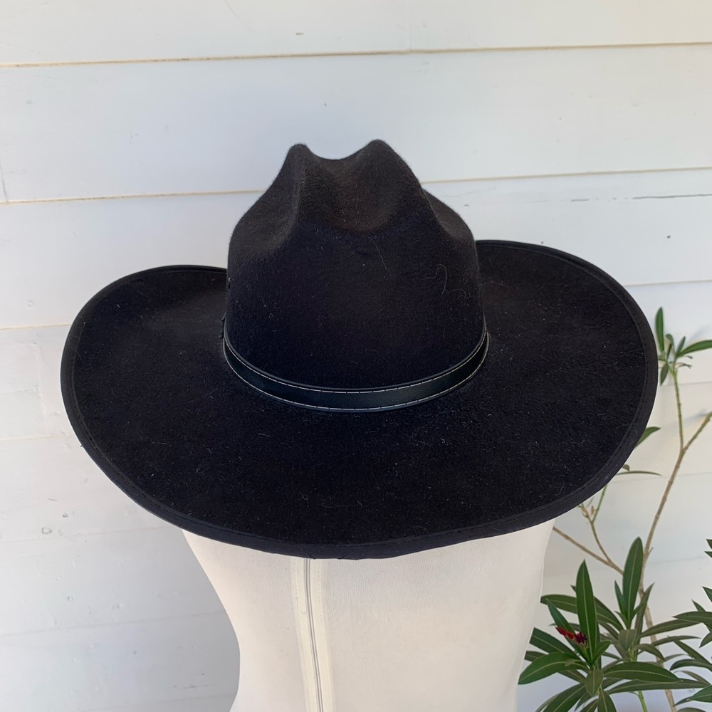 Summit Hats Black Cowboy Hat Western M Felt Leather Embellished VTG Boho wool - Picture 13 of 14